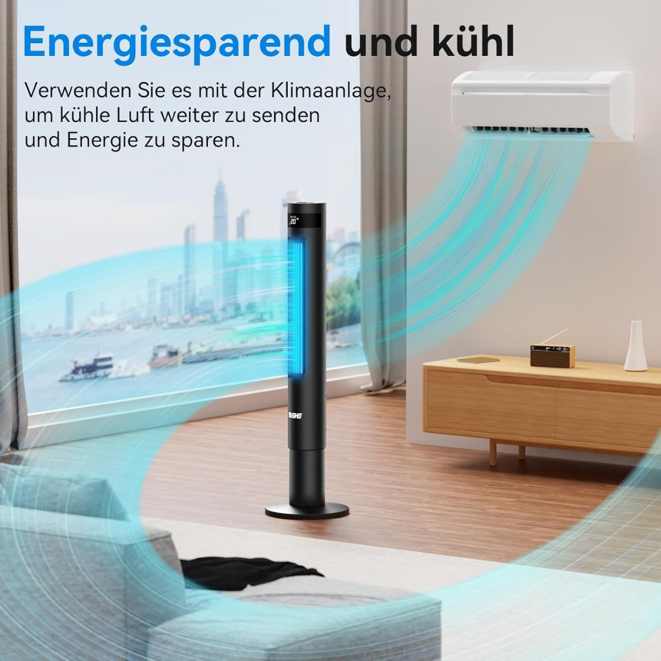 109.22cm Tower Fan 85° Oscillating Bladeless Tower Fan, Tower Fans Cooling Quiet Bedroom, Ac Fan With 12 Timer, 3 Mode & 3 Speed Settings, LED Display, 28db