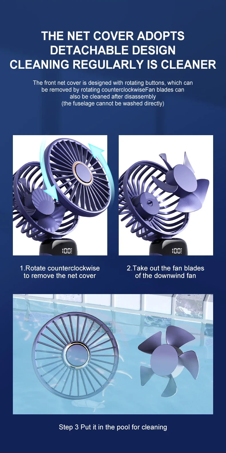 Jsdoin Hand Held Fan,Portable Handheld USB Rechargeable Fans with 5 Speeds,Battery Operated Mini Fan Foldable Desk Desktop Fans with LED Display for Home Office Bedroom Outdoor Travel