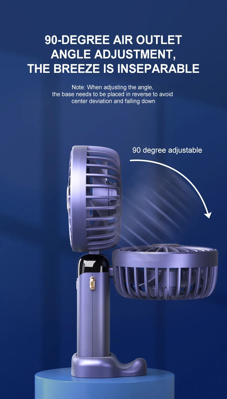 Jsdoin Hand Held Fan,Portable Handheld USB Rechargeable Fans with 5 Speeds,Battery Operated Mini Fan Foldable Desk Desktop Fans with LED Display for Home Office Bedroom Outdoor Travel
