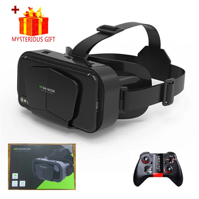 Shinecon VR Glasses 3D Headset Virtual Reality Devices Helmet Viar Lenses Goggle For Smartphone Cell Phone Smart With Controller