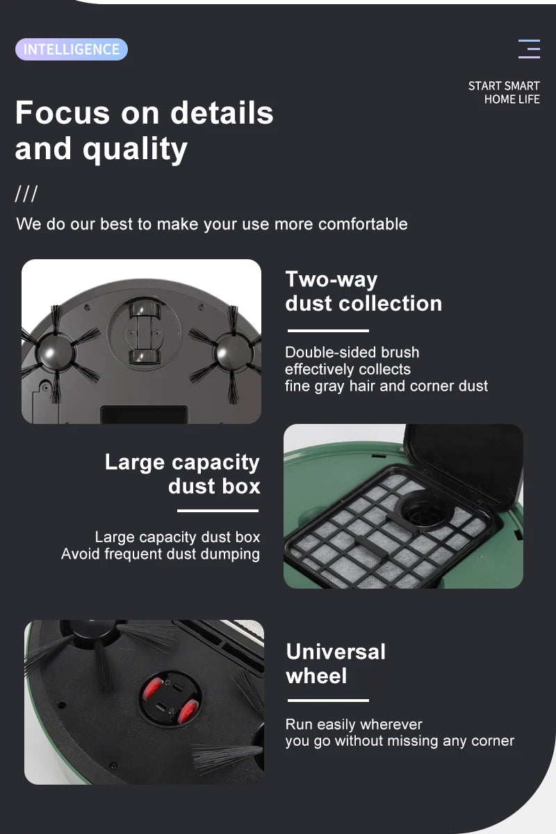 3 In 1 Smart Sweeping Robot Home Mini Sweeper Sweeping and Vacuuming Wireless Vacuum Cleaner Sweeping Robots For Home Use