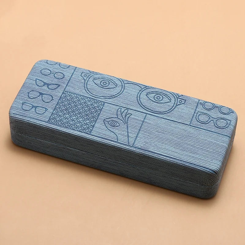 Fashionable Rectangular Flip-Top Hard Shell Glasses Case Graphic Printed Handmade Glasses Storage Box