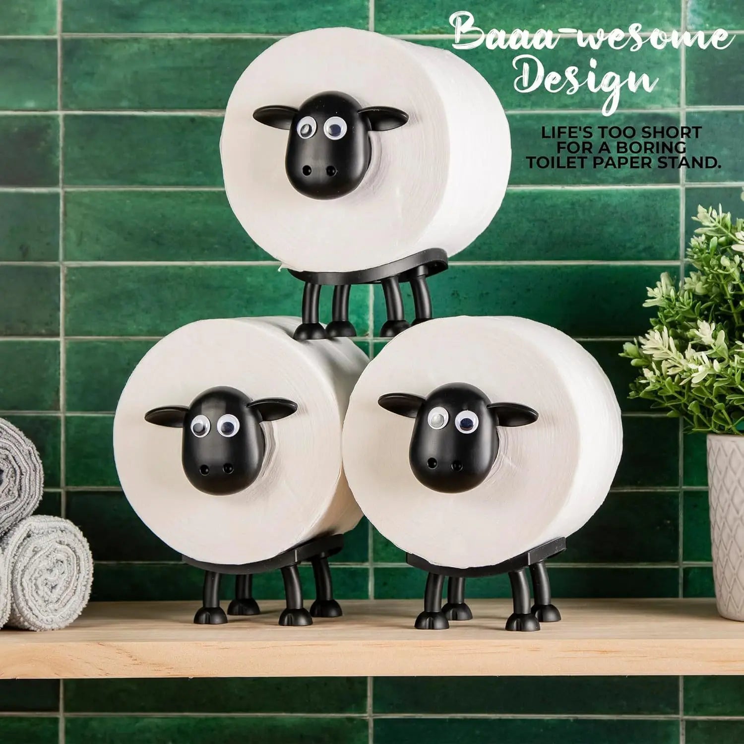 1/3PCS Portable Toilet Paper Box, Funny Sheep Toilet Roll Holder Free Standing Cute Bathroom Decor Black Sheep Toilet Paper