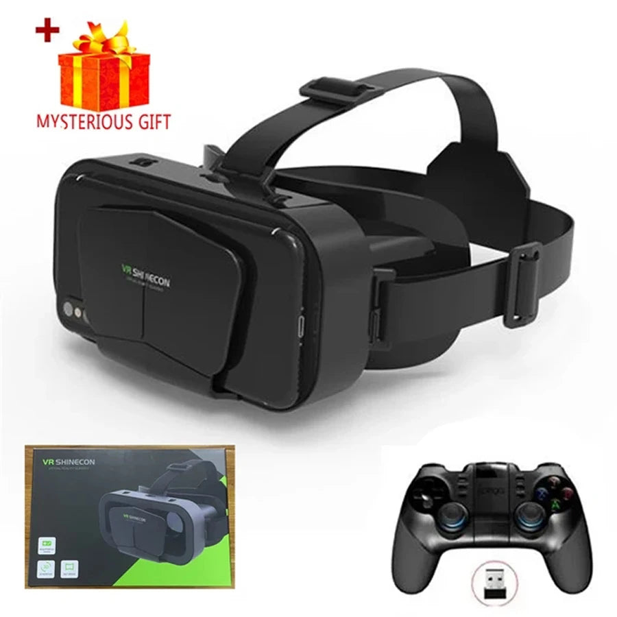 Shinecon VR Glasses 3D Headset Virtual Reality Devices Helmet Viar Lenses Goggle For Smartphone Cell Phone Smart With Controller