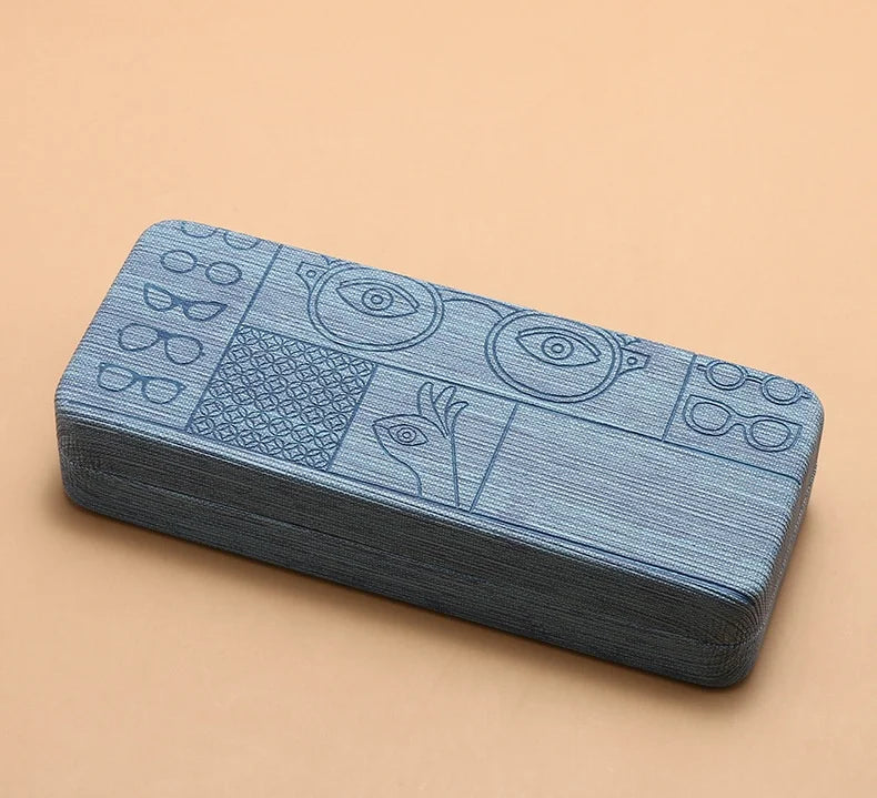 Fashionable Rectangular Flip-Top Hard Shell Glasses Case Graphic Printed Handmade Glasses Storage Box