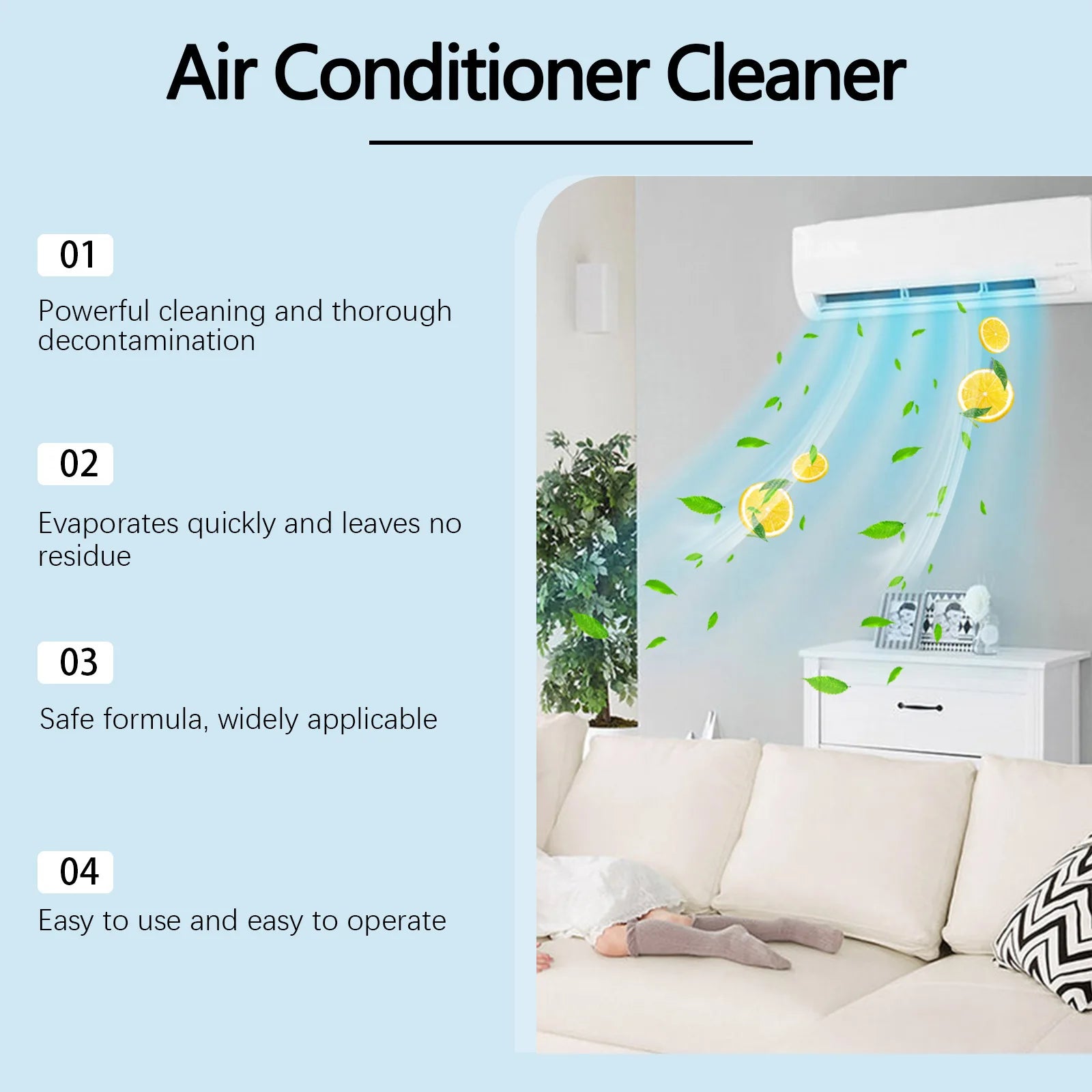 Air Conditioner Cleaner Clean Bacteria Remove Odor Stain Grease Debris Not Irritating Residue Keep Fresh Air Conditioner Cleaner