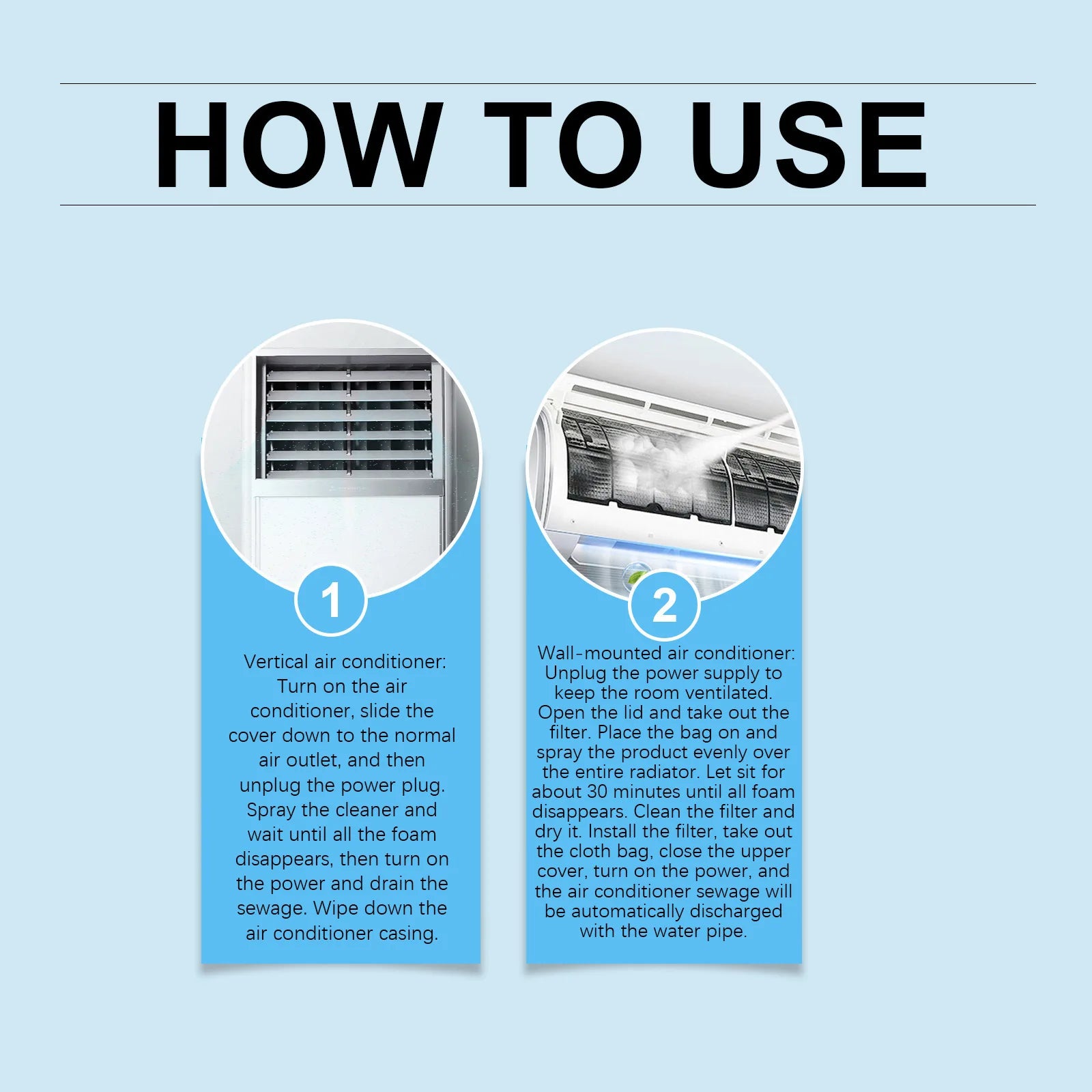 Air Conditioner Cleaner Clean Bacteria Remove Odor Stain Grease Debris Not Irritating Residue Keep Fresh Air Conditioner Cleaner