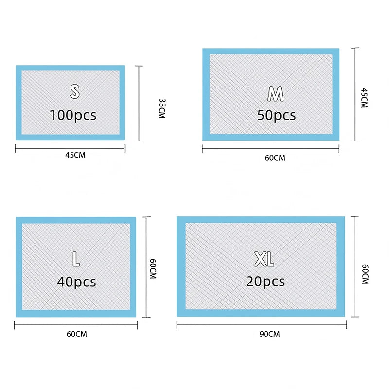 100/50/40/20PCS Puppy Training Pee Pads Absorbent Dogs Diapers Disposable  Quick Dry Surface Mat Clean Cushion Dog Supplies