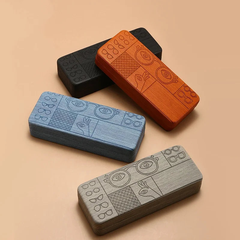 Fashionable Rectangular Flip-Top Hard Shell Glasses Case Graphic Printed Handmade Glasses Storage Box