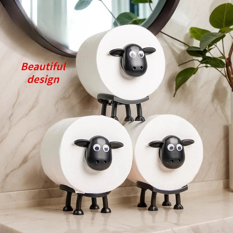 1/3PCS Portable Toilet Paper Box, Funny Sheep Toilet Roll Holder Free Standing Cute Bathroom Decor Black Sheep Toilet Paper