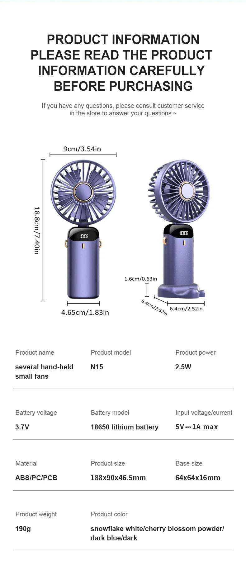Jsdoin Hand Held Fan,Portable Handheld USB Rechargeable Fans with 5 Speeds,Battery Operated Mini Fan Foldable Desk Desktop Fans with LED Display for Home Office Bedroom Outdoor Travel