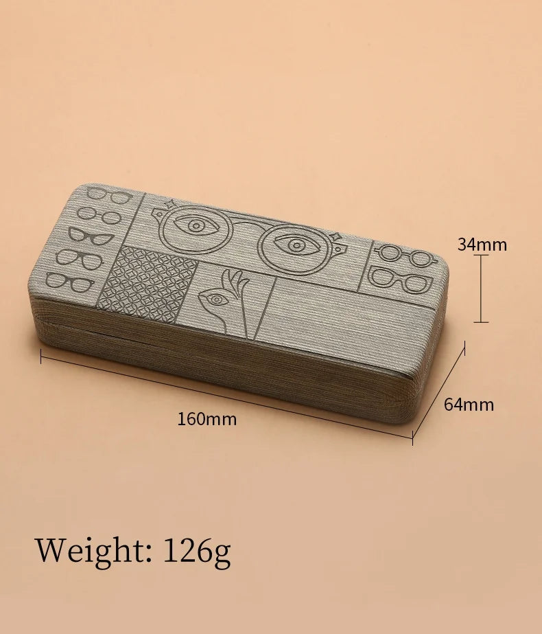 Fashionable Rectangular Flip-Top Hard Shell Glasses Case Graphic Printed Handmade Glasses Storage Box
