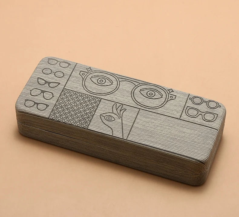 Fashionable Rectangular Flip-Top Hard Shell Glasses Case Graphic Printed Handmade Glasses Storage Box