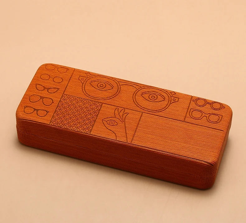Fashionable Rectangular Flip-Top Hard Shell Glasses Case Graphic Printed Handmade Glasses Storage Box