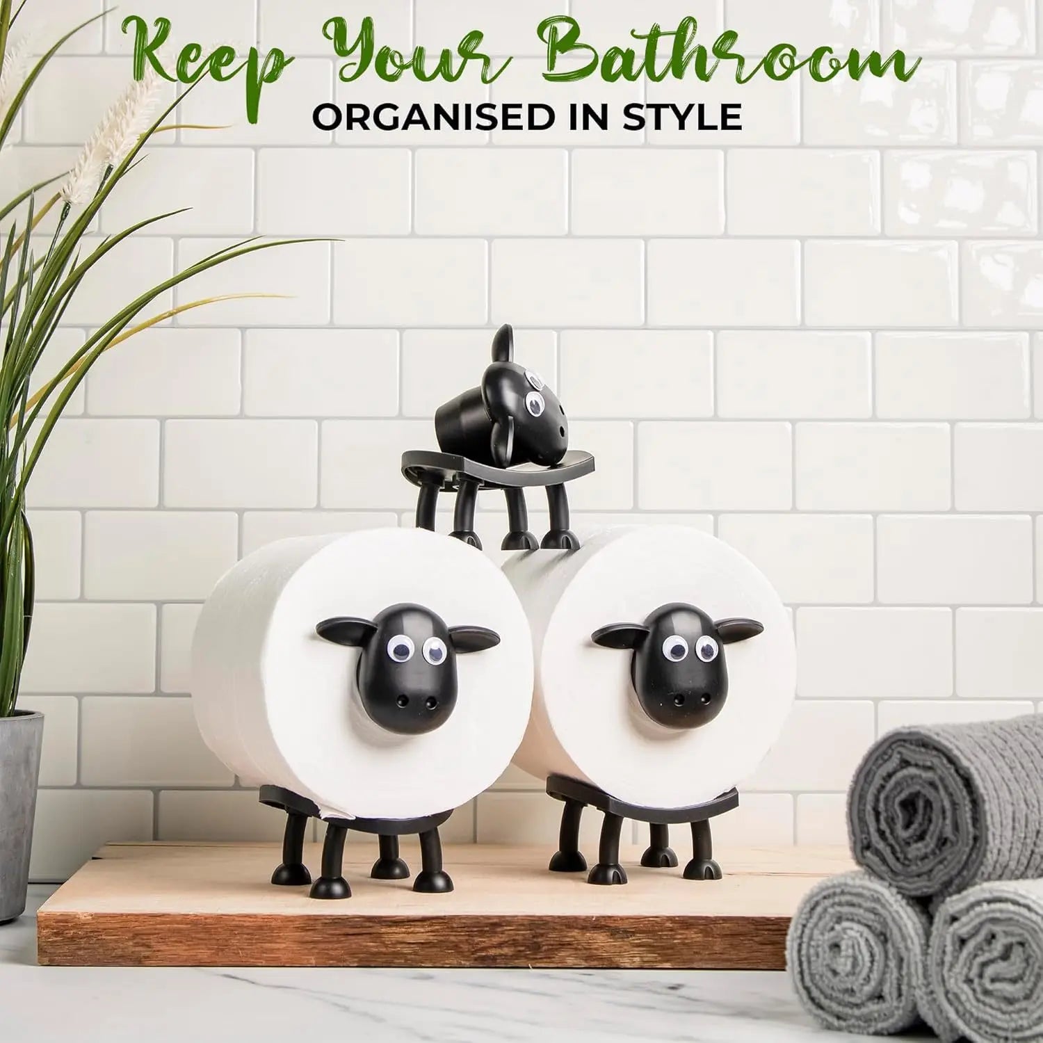 1/3PCS Portable Toilet Paper Box, Funny Sheep Toilet Roll Holder Free Standing Cute Bathroom Decor Black Sheep Toilet Paper