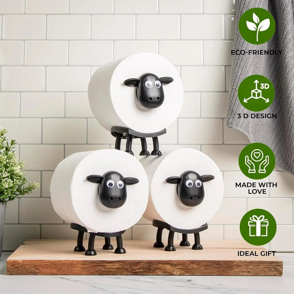1/3PCS Portable Toilet Paper Box, Funny Sheep Toilet Roll Holder Free Standing Cute Bathroom Decor Black Sheep Toilet Paper