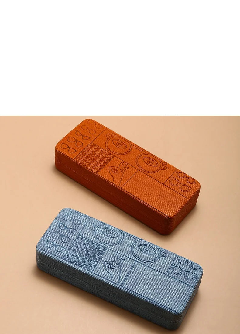 Fashionable Rectangular Flip-Top Hard Shell Glasses Case Graphic Printed Handmade Glasses Storage Box