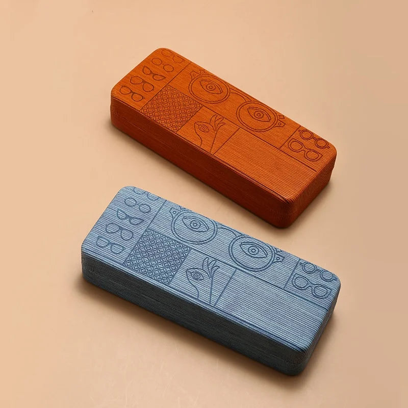 Fashionable Rectangular Flip-Top Hard Shell Glasses Case Graphic Printed Handmade Glasses Storage Box