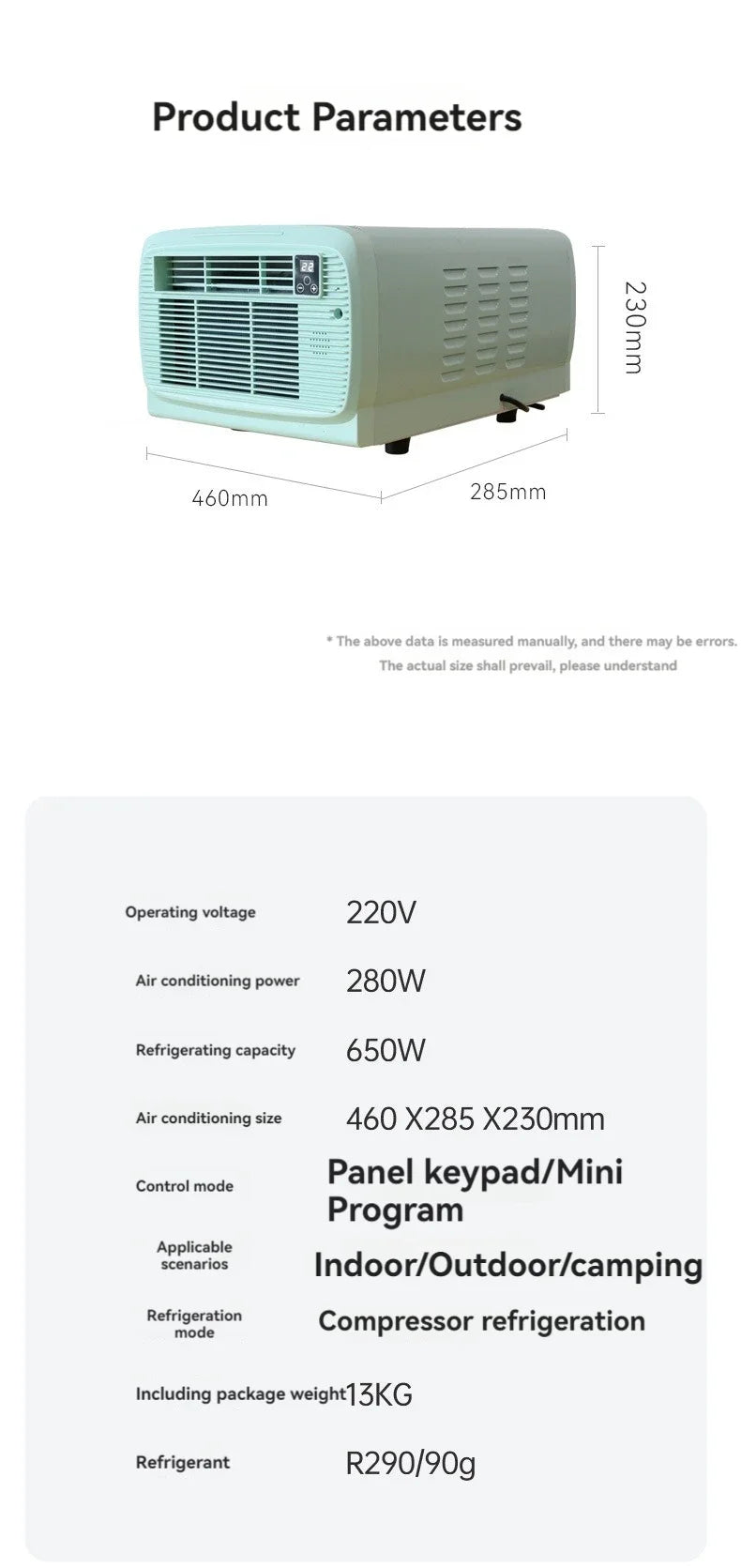 Portable Mobile Air Conditioner Hot Selling Upgrade 650W Refrigeration Outdoor Camping Tent Small Air Conditioner