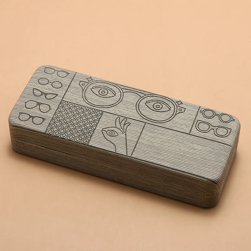 Fashionable Rectangular Flip-Top Hard Shell Glasses Case Graphic Printed Handmade Glasses Storage Box