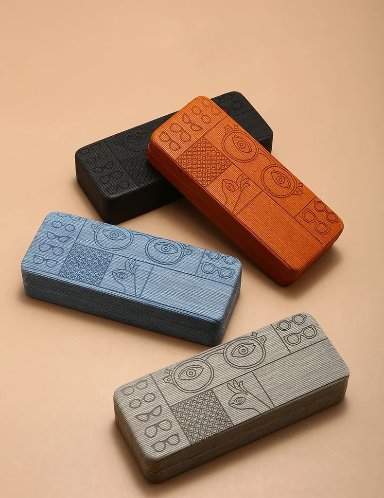 Fashionable Rectangular Flip-Top Hard Shell Glasses Case Graphic Printed Handmade Glasses Storage Box