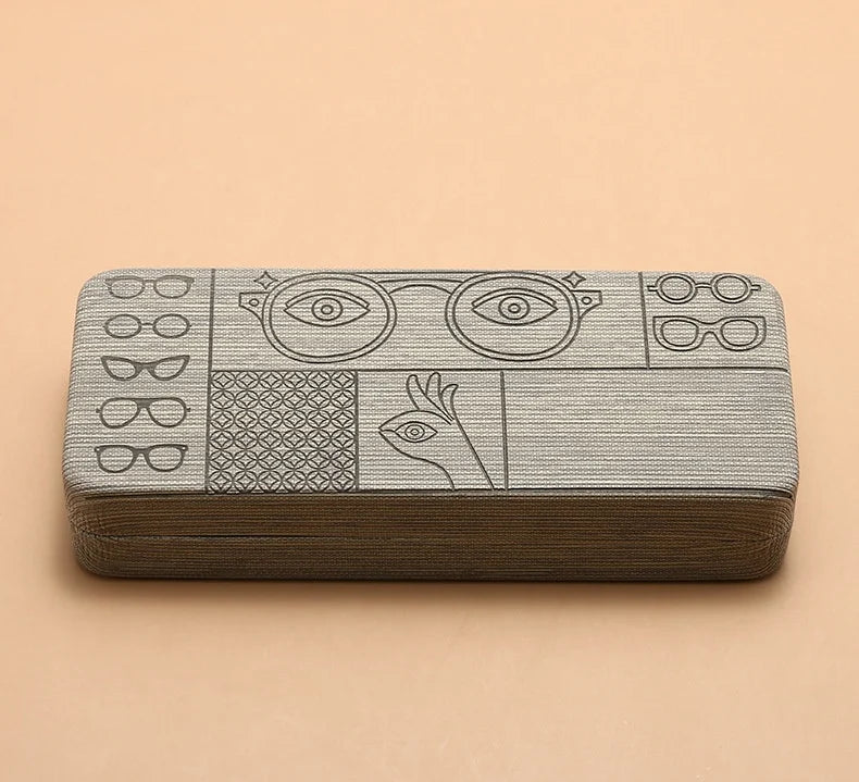 Fashionable Rectangular Flip-Top Hard Shell Glasses Case Graphic Printed Handmade Glasses Storage Box
