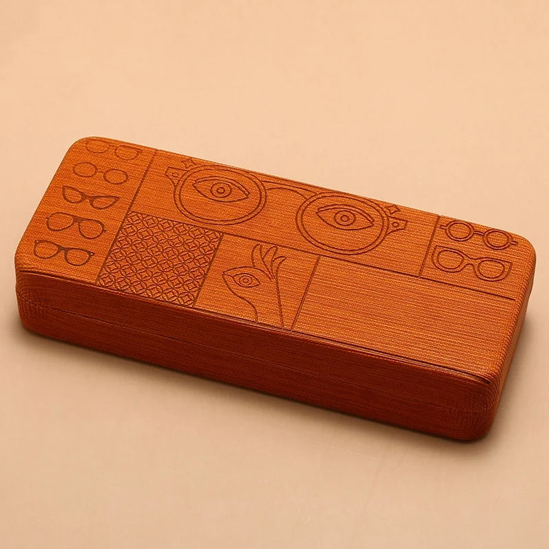 Fashionable Rectangular Flip-Top Hard Shell Glasses Case Graphic Printed Handmade Glasses Storage Box