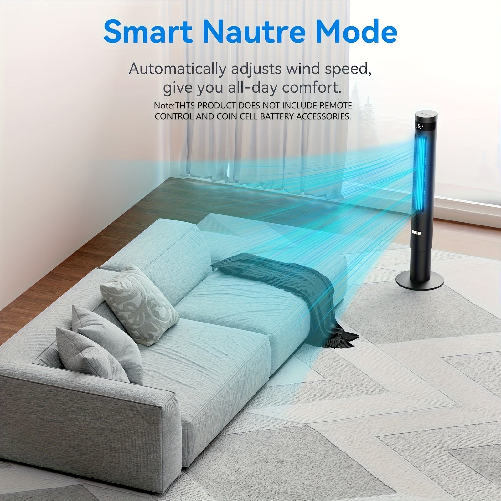 109.22cm Tower Fan 85° Oscillating Bladeless Tower Fan, Tower Fans Cooling Quiet Bedroom, Ac Fan With 12 Timer, 3 Mode & 3 Speed Settings, LED Display, 28db